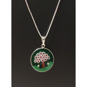 Vintage Stefani St. Jacques Italian Sterling Silver Millefiori Tree Pendant Neck